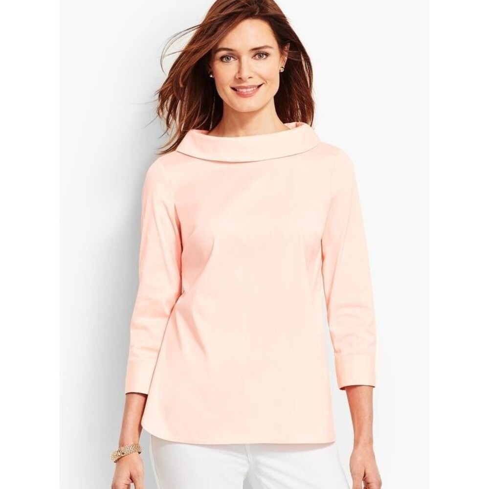 Talbots Sabrina Top Pink Sz P Portrait Collar